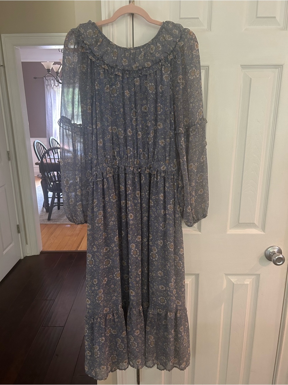 Current Air Blue Floral Ruffle Dress